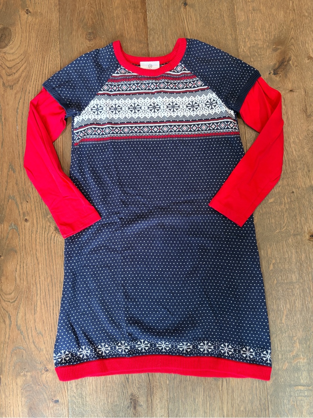 Hanna Andersson Navy and Red Fair Isle Knit Dress